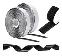 Oderra Ruban Scratch Autocollant Double Face 8 m x 20 mm, Noir | Bande Adhésive Puissante à Crochets et Boucles pour Tissu, Couture, Moustiquaire, Rideaux et Bricolage Sans Percer
