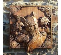 Odin - Sculpture Murale En Bois Avec Icône De La Mythologie Viking Odin Ravens, Décor Suspendu Pour La Cuisin