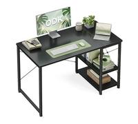 ODK Bureau avec Rangement, 100x48cm Bureau d'ordinateur avec étagère réglable en Hauteur et réversible, Table Informatique Stable pour télétravail Gaming étudiant, Noir