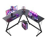 ODK Bureau Gaming, 120 x120 cm Bureau Gaming Angle, Table en L Stable et Économique pour Les Jeux, Le Bureau à Domicile et Les études, Fibre de Carbone Noir