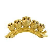 ODMYZG Figurines de Hibou,Décoration de Hibou, Petits Articles de décoration, décoration de Sculpture pour la Maison, Le Bureau, la Table. Cadeaux pour Les Amateurs de Hibou. (Cinq hiboux dorés)