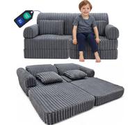 ODOL-PLUSZ® Canapé de jeu, Canapé pour enfants en mousse - briques Canapé pour enfants avec matelas pliable | Coin câlin, coin lecture, lit d'appoint | Canapé pour chambre d'enfant avec accoudoirs, do