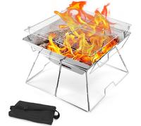 Odoland Barbecue de feu de camp pliable 304 Acier inoxydable Portable