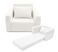 Odolplusz Chaise pliante pour enfant | Mini-fauteuil pour canapé enfant, chaise d'enfant, fauteuil douillet | Meubles pour chambre d'enfant | (Teddy Blanc)