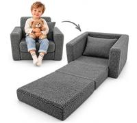 Odolplusz Fauteuil pour enfant pliable | Canapé pour enfant Mini-fauteuil Chaise pour enfant Fauteuil câlin | Mobilier pour enfant pour chambre d'enfant | (Teddy Graphite)