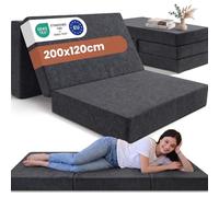 Odolplusz ODOL-PLUSZ Matelas pliant, pour invités, de voyage, avec housse amovible, convient pour les voyages, le camping, gris, 120 x 200 x 10 cm