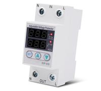 Odorkle Protecteur de Tension Réglable, Double Affichage, Limite 63A | Coupure de surintensité, Boîtier en Plastique, Circuits Domestiques, Mode de Réinitialisation Automatique, Réglage du Délai