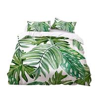 Odot 3D Ensemble de literie Housse de Couette, Literie 3 pièces Parure de lit Microfibre de Housses de Couette Amateur Couette et Taies d'oreiller (220x240cm,Feuille Verte)