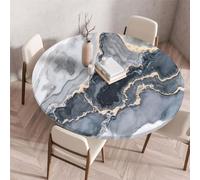 Odot 3D Marbre Nappe de Table Ronde en Anti Tache Intérieur Extérieur Couverture de Table avec Bord Élastique Nappes Rondes Lavable pour Décoration Cuisine Jardin (110cm,Gris foncé)