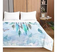 Odot Attrape-rêves Motif Couvre Lit Boutis Matelassé pour 1/2 Personnes Dessus de Lits Microfibre Doux Couverture de Lit Courtepointe Èté Printemps Jeté de Lit (180x220cm,Attrape rêve Bleu)