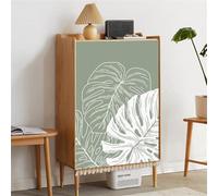 Odot Botanique Rideau Cuisine Court Anti-Poussière avec des Pompons, Auto-adhésif Rideaux Courts sans Perçage Rideau Fenetre Petit Occultant, pour Armoire, Cuisine, sous Évier (Feuille 4,60x70cm)