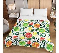 Odot Boutis Couvre Lit Matelassé de Luxe, Motif Plante 3D Dessus de Lit Microfibre Couverture Climatisation Couette Èté Canapé l'Air Conditionné Courtepointe (230x260cm,Citron)
