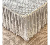 Odot Cache Sommier Flanelle, Jupe de Lit a Volant Cache-Sommiers Matelassée Doux Microfibre Bordure en Dentelle Drap Housse Élastique avec Jupe Drap Housse Lavable (Gris Clair,180x200cm)