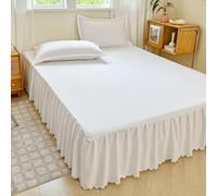 Odot Cache Sommier, Jupe de Lit a Volant Cache-Sommiers Doux Microfibre Drap Housse Élastique avec Jupe Couleur Unie Drap Housse Lavable pour Matelas Epais (Blanc,99x190cm)