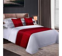 Odot Chemin de lit et Housse de Coussin Assortie, Écharpe De Lit Réversibles Décor, Lit Double Couvre-lit Protecteur de literie à Maison pour Chambre D’hôtel (50x210cm,Rouge)