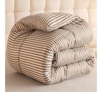 Odot Couette Hiver Très Chaude et Epaisse 150x200 180x220, Couette d'hiver sans Housse Lavable - Douce Confortable Respirante Couverture Quilting d'Réversible (Rayures Marron,180x220cm)