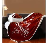 Odot Couvertures et Plaids, 3D Ambiance de Noël Couverture Polaire Moelleuse pour Adultes Enfants en Microfibre pour Canapé lit Sherpa Couverture (150x130cm,Noël Rouge)
