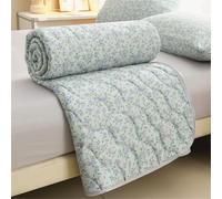 Odot Couvre Lit Matelassé 2 Personnes Moderne Fleurs Été Réversible Dessus de Lits et Couvre-Lits Boutis Doux et Confortable Microfibre Jeté de Lit Matelassage Jeté de Canapé (Bleu,150x200cm)