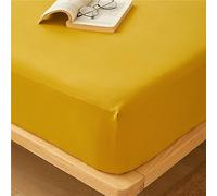 Odot Drap Housse Microfibre Couleur Unie, Drap Housse pour Matelas Epais - Draps Housses Élastique Doux avec Bonnet 30cm pour Adulte Enfant, Lit 1~2 Personnes (150x200x30cm,Jaune)