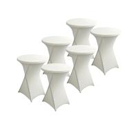 Odot Housse de Table Ronde Extensible en Spandex 6 Pièces, Housse Mange Debout, Réutilisable Nappe pour Table Cocktail pour Bar Table Cocktail Table de Banquet de Mariage (Beige 1,60x110cm)