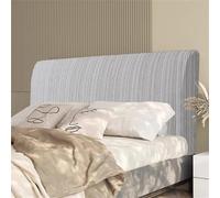 Odot Housse de Tête de Lit, Tissu Style Lin Extensible Doux, Housse de Protection Antipoussière Lavable en Machine, Design Tout-en-Un pour Tête de Lit Double Moderne (Gris Rayures,180cm)