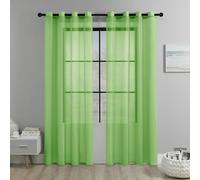 Odot Lot de 2 Rideau Voilage à Oeillets, Rideaux Voile Semi-Transparent Voilages Intérieurs pour Fenetre, Décoration de Maison Moderne Chambre Cuisine (Vert,134x240cm)
