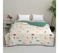 Odot Moderne Couette Ete Legere et Fine Réversible Couette sans Housse Lavable Enfant Jeté de Lit - Douce et Confortable, Légère et Respirante Couverture Couette 2 Personnes (Animaux Verts,135x200cm)