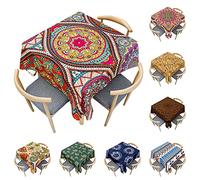 Odot Nappe Carrée Anti Tache, 3D Style Boho Mandala Imperméable Anti Taches Lavable Rectangulaire Nappe pour Fête Decoration Ménage Table Basse Jardin Picnic (Mandala Exotique,120x120cm)