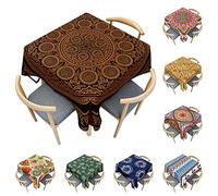 Odot Nappe Carrée Anti Tache, 3D Style Boho Mandala Imperméable Anti Taches Lavable Rectangulaire Nappe pour Fête Decoration Ménage Table Basse Jardin Picnic (Mandala Rond,100x100cm)