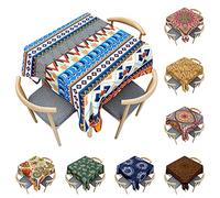 Odot Nappe Carrée Anti Tache, 3D Style Boho Mandala Imperméable Anti Taches Lavable Rectangulaire Nappe pour Fête Decoration Ménage Table Basse Jardin Picnic (Géométrie Boho,140x140cm)