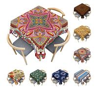 Odot Nappe Carrée Anti Tache, 3D Style Boho Mandala Imperméable Anti Taches Lavable Rectangulaire Nappe pour Fête Decoration Ménage Table Basse Jardin Picnic (bohémien,60x60cm)