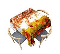 Odot Nappe Carrée Anti Tache, Impression 3D de Feuille d'Érable Imperméable Anti Taches Lavable Rectangulaire Nappe pour Intérieur Cuisine Extérieur Jardin Decoration (150x150cm,Automne 1)