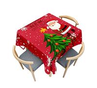 Odot Nappe Carrée Anti Tache, Impression 3D de Noël Imperméable Anti Taches Lavable Rectangulaire Nappe pour Intérieur Cuisine Extérieur Jardin Decoration (120x120cm,Arbre de Noël décoré)
