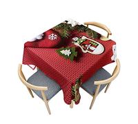 Odot Nappe Carrée Anti Tache, Impression 3D de Noël Imperméable Anti Taches Lavable Rectangulaire Nappe pour Intérieur Cuisine Extérieur Jardin Decoration (180x180cm,Couleur Rouge foncé)