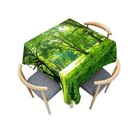 Odot Nappe Carrée Anti Tache, Impression 3D Forêt Verte Imperméable Anti Taches Lavable Rectangulaire Nappe pour Fête Decoration Ménage Jardin Picnic (60x60cm,la Nature)