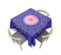 Odot Nappe Carrée Anti Tache, Impression de Mandalas 3D Imperméable Anti Taches Lavable Rectangulaire Nappe pour Fête Decoration Ménage Jardin Picnic (Rose-Mauve,100x100cm)