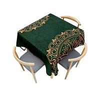 Odot Nappe Carrée Anti Tache, Impression de Mandalas 3D Imperméable Anti Taches Lavable Rectangulaire Nappe pour Fête Decoration Ménage Jardin Picnic (Vert foncé,200x200cm)