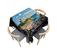 Odot Nappe Carrée Anti Tache, Impression de Mer 3D Imperméable Anti Taches Lavable Rectangulaire Nappe pour Fête Decoration Ménage Jardin Picnic (150x150cm,Phare)