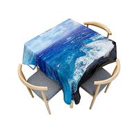 Odot Nappe Carrée Anti Tache, Impression de Mer 3D Imperméable Anti Taches Lavable Rectangulaire Nappe pour Fête Decoration Ménage Jardin Picnic (180x180cm,Vagues)
