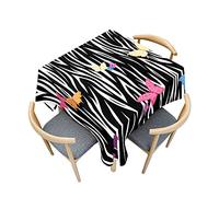 Odot Nappe Carrée Anti Tache, Impression de Papillon 3D Imperméable Anti Taches Lavable Rectangulaire Nappe pour Fête Decoration Ménage Jardin Picnic (Papillon Zèbre,150x150cm)