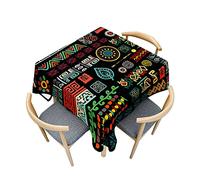Odot Nappe Carrée Anti Tache, Motif d'art Tribal 3D Imperméable Anti Taches Lavable Rectangulaire Nappe pour Fête Decoration Ménage Jardin Picnic (140x140cm,écriture Ancienne)