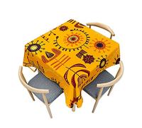 Odot Nappe Carrée Anti Tache, Motif d'art Tribal 3D Imperméable Anti Taches Lavable Rectangulaire Nappe pour Fête Decoration Ménage Jardin Picnic (120x120cm,Soleil Abstrait)