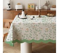 Odot Nappe Carrée Anti Tache, Nappe de Style Minimaliste Coton et Lin Imperméable Anti Taches Lavable Rectangulaire pour Fête Decoration Ménage Table Basse Jardin Picnic (Nèfles,140x140cm)