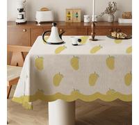Odot Nappe Carrée Anti Tache,Nappe de Style Minimaliste Coton et Lin Imperméable Anti Taches Lavable Rectangulaire pour Fête Decoration Ménage Table Basse Jardin Picnic (Mangue,90x140cm)