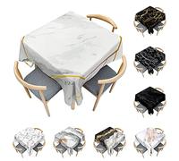 Odot Nappe Carrée Anti Tache, Nappe en Marbre Noir et Blanc 3D Imperméable Anti Taches Lavable Rectangulaire Nappe pour Fête Decoration Ménage Table Basse Jardin Picnic (Blanc,200x200cm)