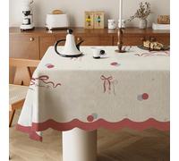 Odot Nappe Carrée Anti Tache, Nappe Minimaliste Coton et Lin Imperméable Anti Taches Lavable Rectangulaire pour Fête Decoration Ménage Table Basse Jardin Picnic (Nœud,140x200cm)