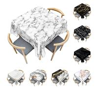 Odot Nappe carrée en polyester imperméable - Facile d'entretien - Anti-taches - Lavable - Motif marbre noir et blanc - Rectangulaire - Pour la maison, la cuisine, la table basse - Blanc gris - 120 x