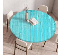 Odot Nappe de Table Ronde en Anti Tache Intérieur Extérieur 3D Couverture de Table avec Bord Élastique Nappes Rondes Lavable pour Cuisine Jardin Décoration (90cm,Bleu)