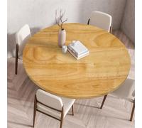 Odot Nappe de Table Ronde en Anti Tache Intérieur Extérieur 3D Modèle Bois Couverture de Table avec Bord Élastique Nappes Rondes Lavable pour Décoration Cuisine Jardin Maison (90cm,Élégant)