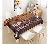 Odot Nappe Rectangulaire Nappe Imprimée de Noël Nappe Anniversaire Protege Table Protection Table Nappe Jardin Nappe Anti Tache Anti-Poussière Lavable Cuisine Fête (150x210cm,Bois Marron)